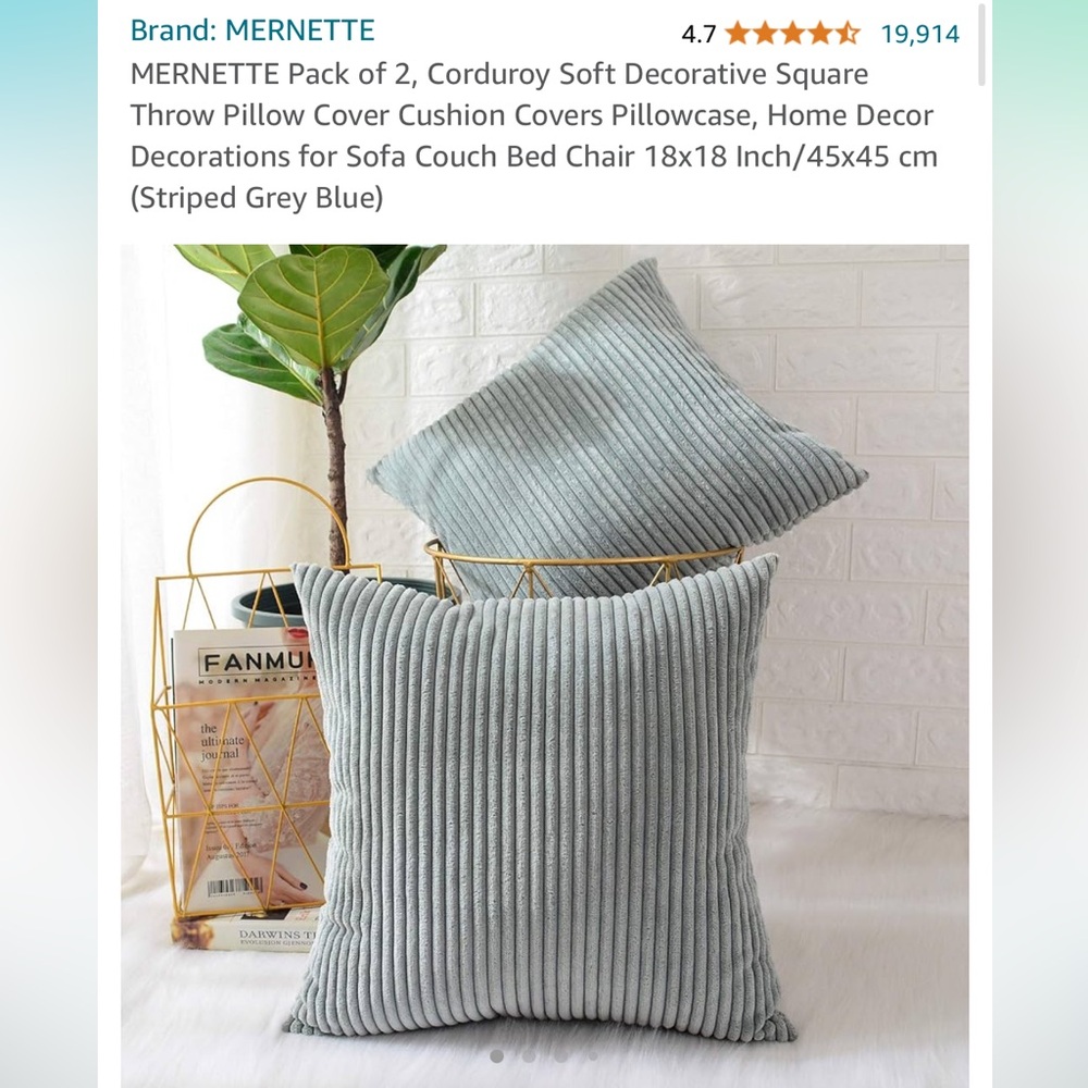 Blue-Grey | Corduroy Pillow Cases | Zippered